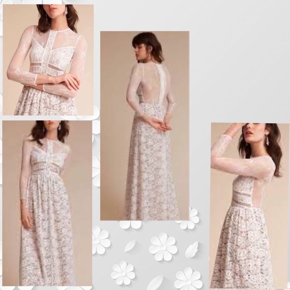 Anthropologie SAU Lace Illusion Bodice Special Occasion Dress, US size 0 - Picture 5 of 11